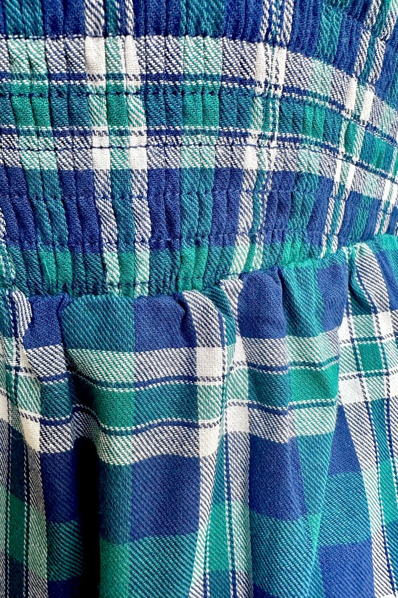 Blue Plaid Ruffle Sleeve Smocked Midi Dress  Modern Millie