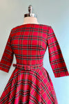 Red Plaid Stretch Fabric 50's Dress