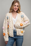 3D Flower Cardigan in Ivory