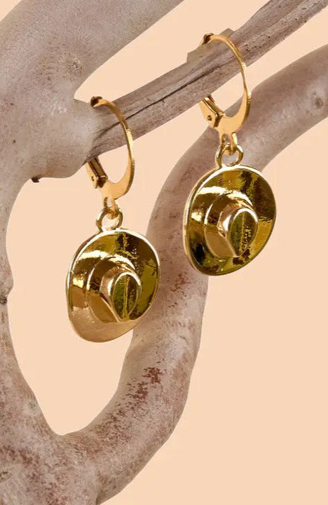 Gold Wyatt Hat Hoop Earrings by Peter and June