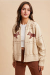 Dachshund Zip Front Cardigan in Ivory