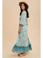 Seafoam Blue Puff Sleeve Maxi Dress