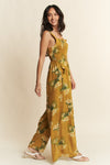 Daisy Smocked Wide Leg Jumpsuit in Yellow