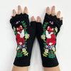 Embroidered Fox Fingerless Gloves