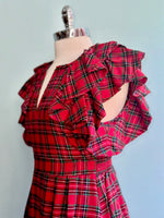 Red Plaid Ruffle Sleeve Wilma Mini Dress