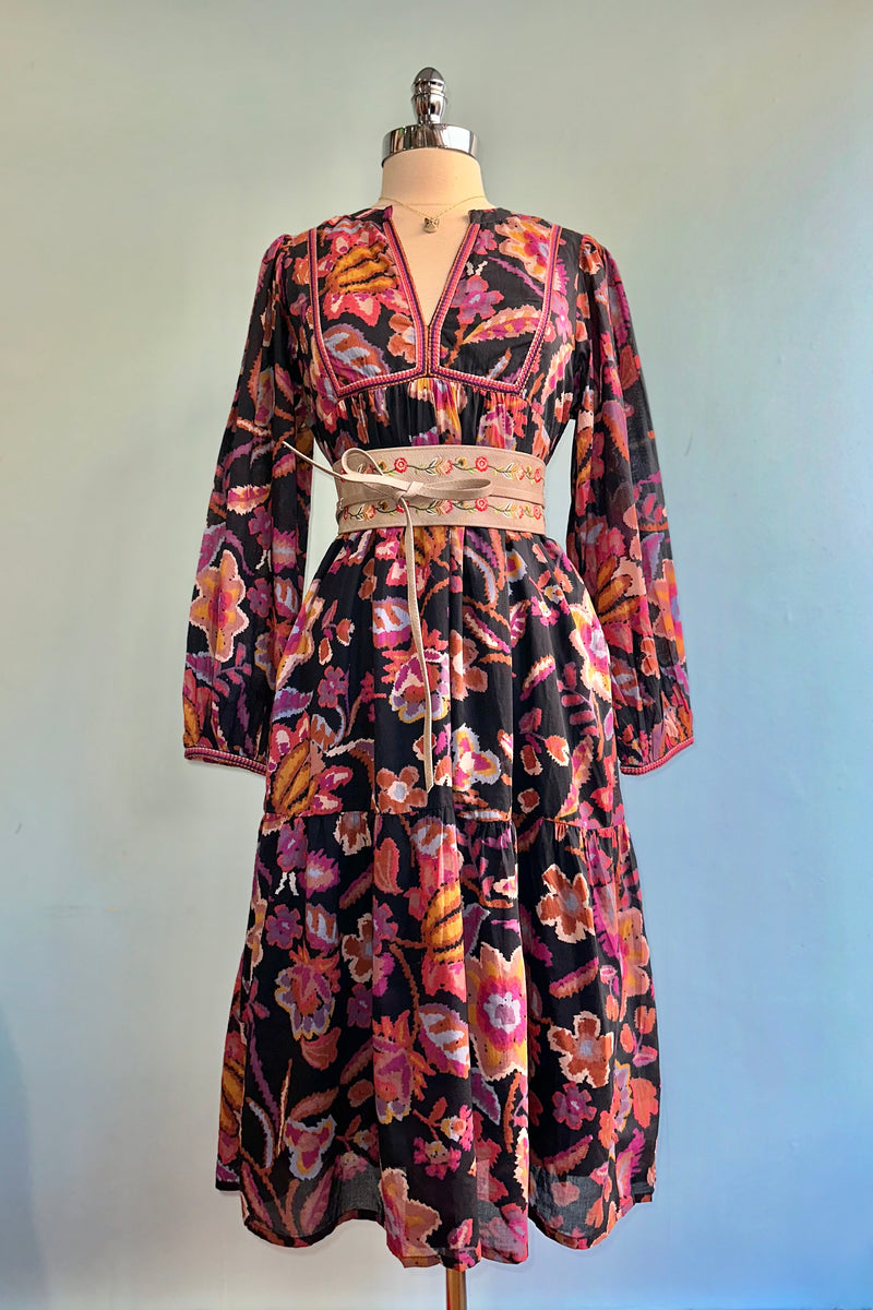 Navy Floral Midi Dress by Molly Bracken