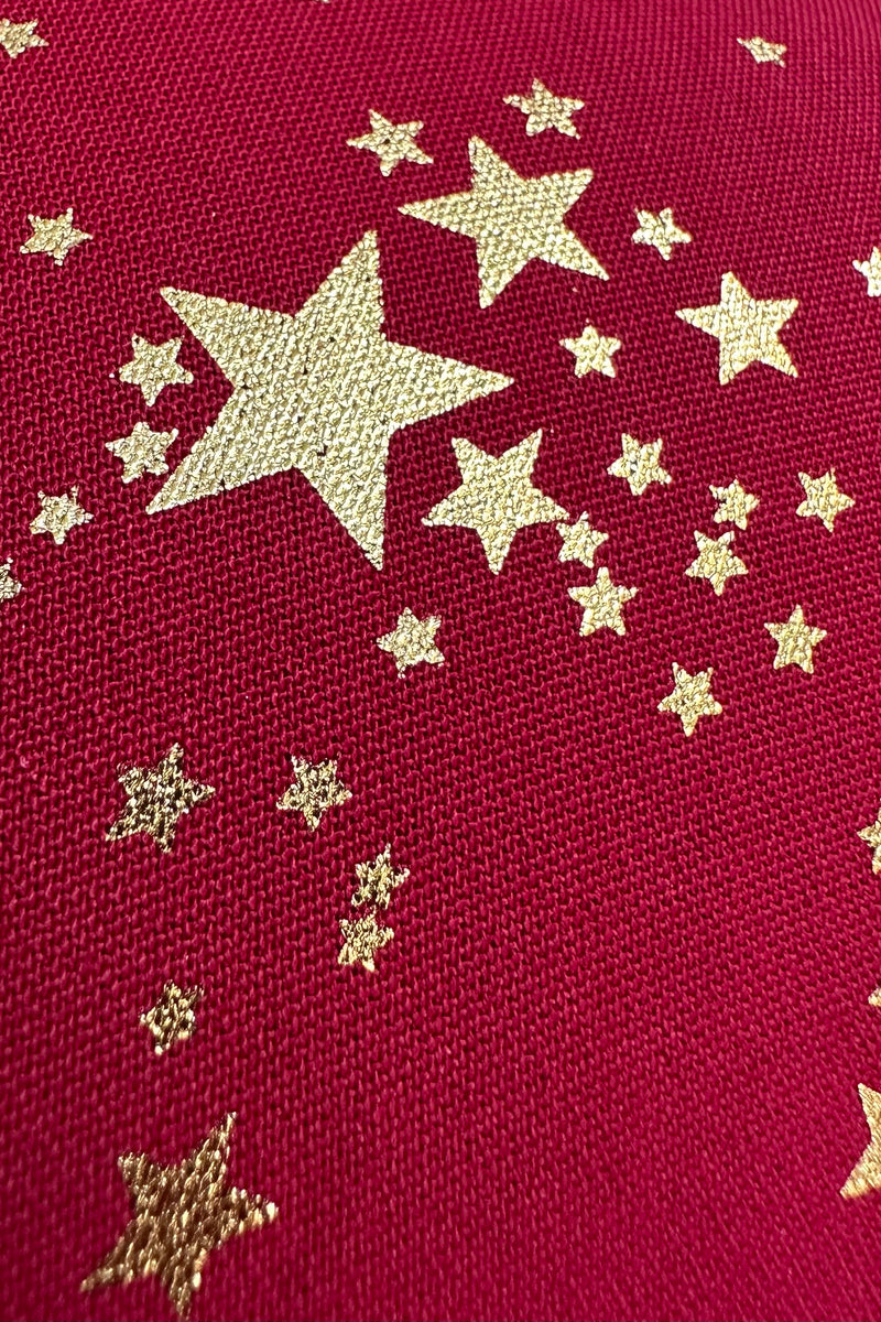 Red and Gold Star Flutter Sleeve Dress