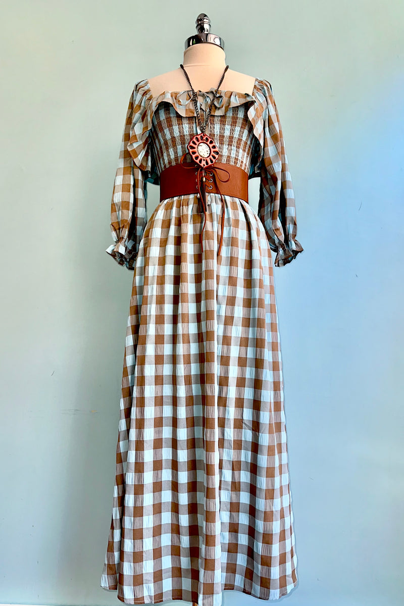 Cottage Blue Gingham Smocked Maxi Dress – Modern Millie