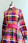 Multicolor Plaid Longsleeve Shirtwaist Dress