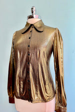 Gigi Gold Metallic Blouse by Hell Bunny