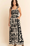 Black Geo Floral Wide Leg Jumpsuit
