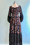 Smocked Floral Maxi Dress with Crocheted Sleeves by Angie