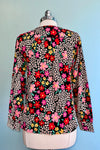 Crinkle Floral Button Down Top in Black by Compania Fantastica