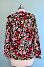 Crinkle Floral Button Down Top in Black by Compania Fantastica