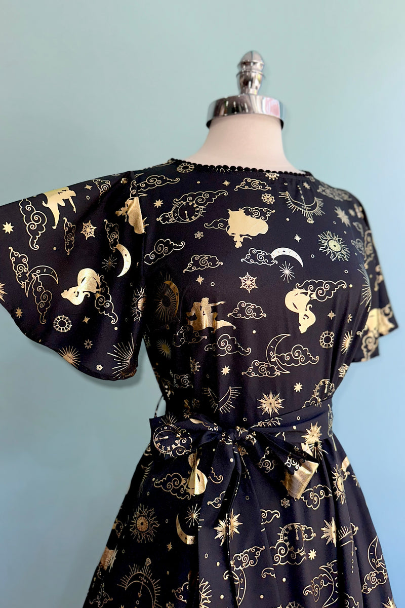 Final Sale Black and Gold Sky Ruffle Sleeve Dress Modern Millie Final Sale Black and Gold Sky Ruffle Sleeve Dress Modern Millie
