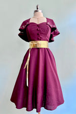 Moon Embroidered Capelet and Dress Set in Burgundy