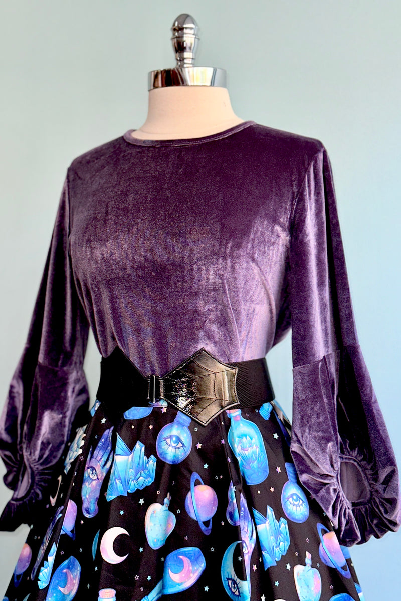 Purple Velvet Balloon Sleeve Top by Compania Fantastica