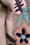 Floral Embroidered Pullover Sweater in Olive
