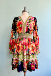 Navy Floral Long Sleeve Mini Dress