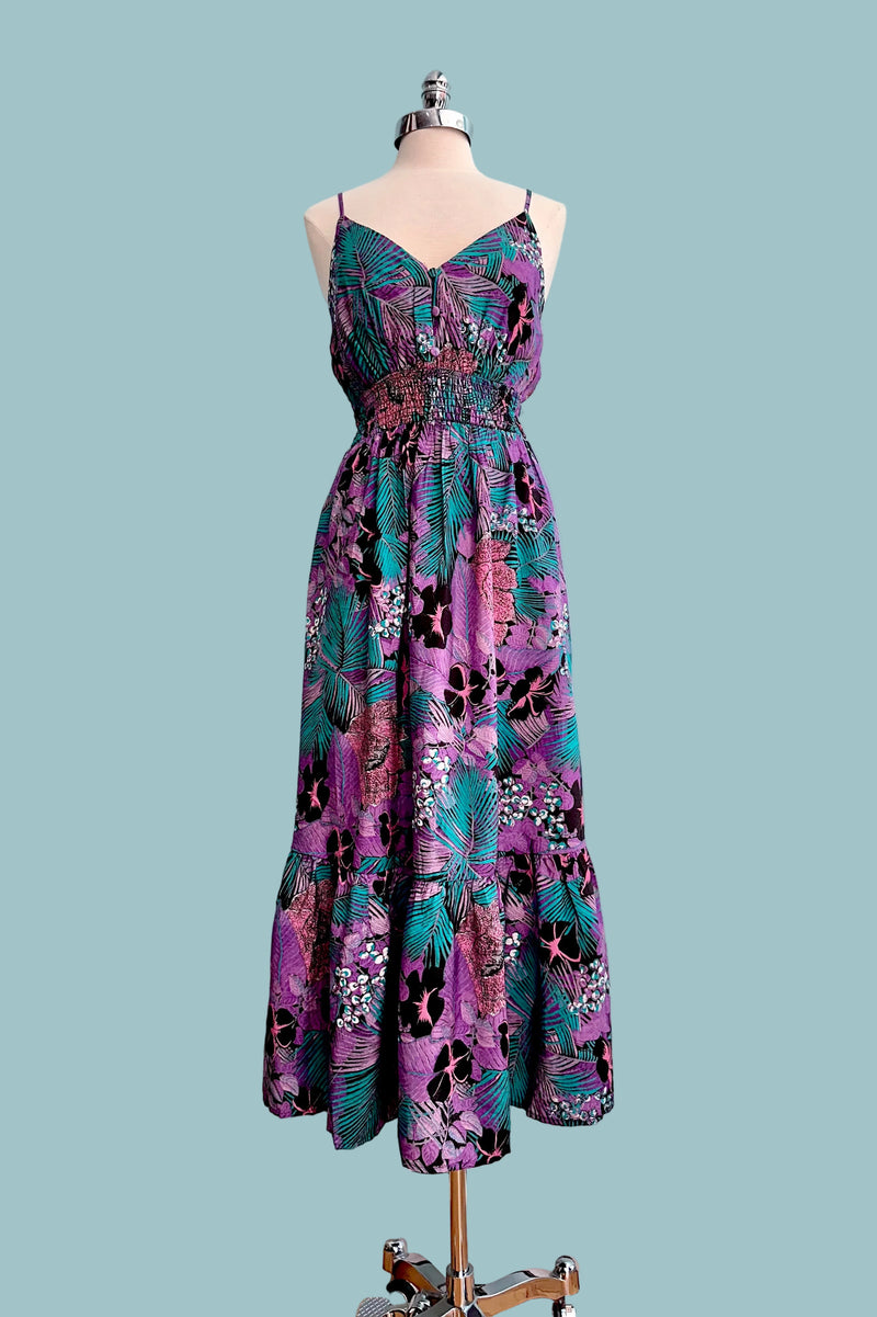 Purple Tropical Floral Sun Dress by Molly Bracken – Modern Millie