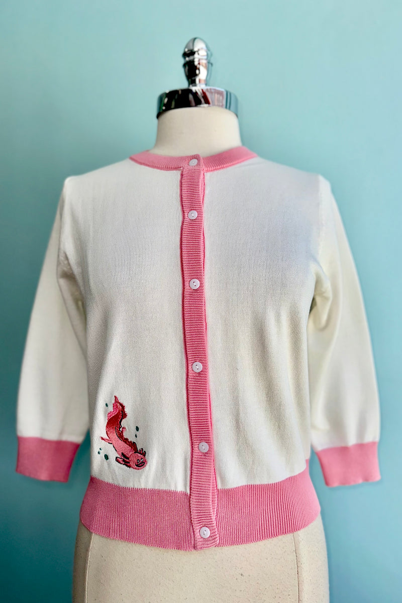 Axolotl Embroidered Leslie Cardigan by Miss Lulo