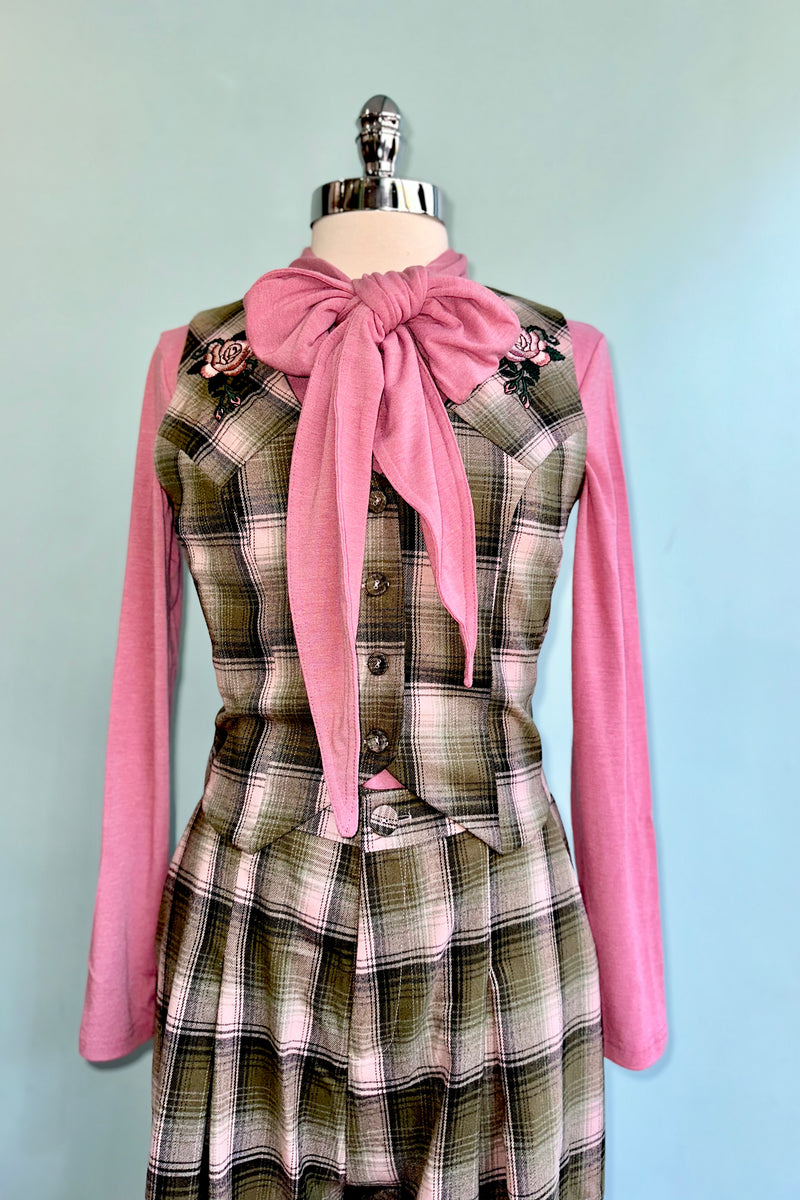 Pink Long Sleeve Tie Neck Jersey Top by Compania Fantastica