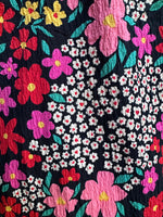 Crinkle Floral Button Down Top in Black by Compania Fantastica