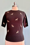 Embroidered Deer Short Sleeve Sweater by Banned