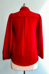 Lantern Sleeve Button Down Blouse in Red