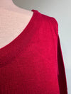 Red Cropped Knit Pullover Sweater