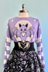 Bat Purple Cropped Striped Sleeve Kamiko Sweater by Banned