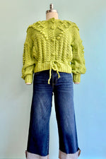 Lemongrass Tufted Dot Cable Knit Cardigan