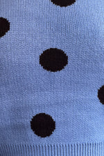 Black and Blue Polka-Dot Puff Sleeve Sweater by Compania Fantastica