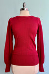 Una Puff Sleeve Sweater in Red by Banned