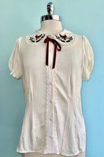 Fox Embroidered Basil Top by Hell Bunny