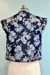 Floral Denim Quilted Tie Front Vest