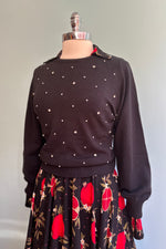 Black Rhinestone Pullover Sweater