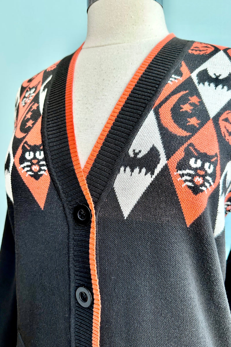 Argyle Halloween Long Cardigan Sweater