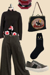 Black Mock Neck Criss Cross Front Sweater by Molly Bracken