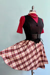 Burgundy and Tan Plaid Skater Skirt by Retrolicious