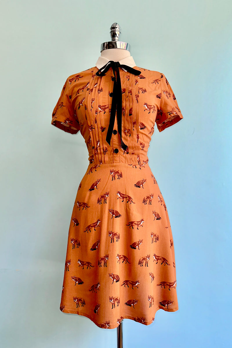 Vixey Fox Dress in Caramel by Hell Bunny