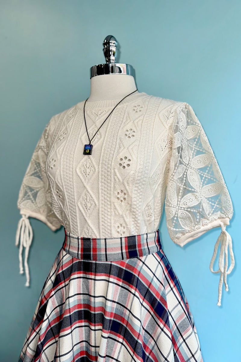 Ivory Eyelet and Embroidered Sweater