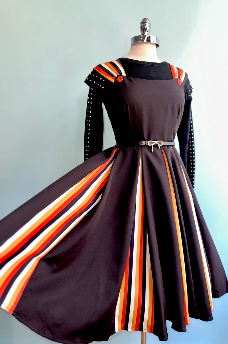 Halloween Striped Dress with Godets