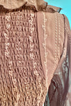 Lace Up Smocked Top in Mocha