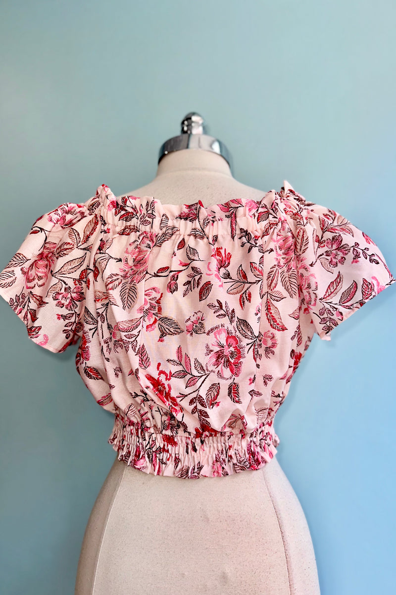 Peach Floral Cropped Top