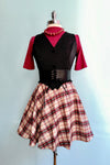 Burgundy and Tan Plaid Skater Skirt by Retrolicious