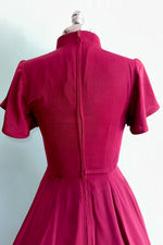 Burgundy Evil Eye Flutter Sleeve Dress