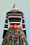 Black and White Striped Mock Neck Sweater by Voodoo Vixen