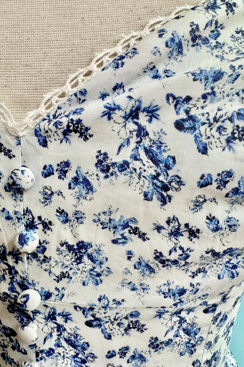 Blue Floral Bryson Midi Dress by Timeless London X-Large Blue Floral Bryson Midi Dress by Timeless London X-Large