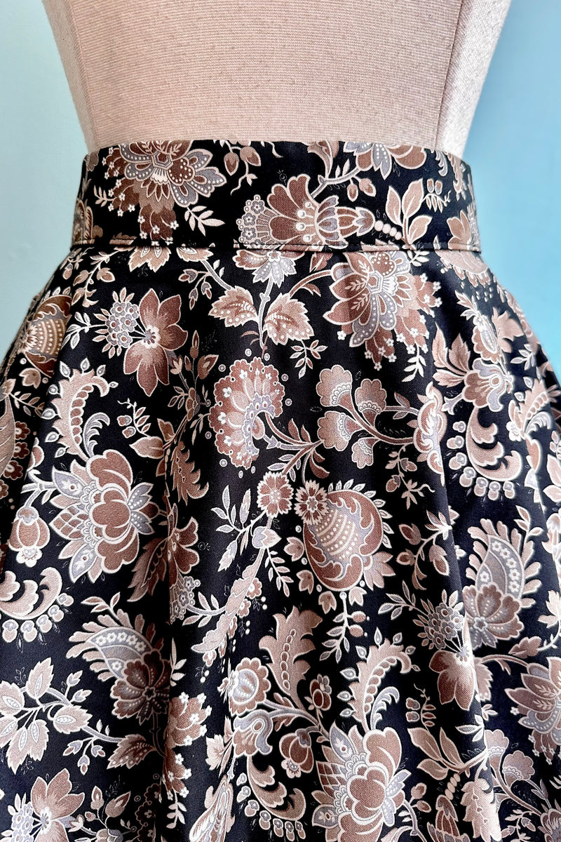 Black Damask Circle Skirt by Heart of Haute Black Damask Circle Skirt by Heart of Haute